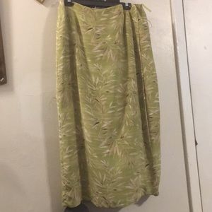 Closet Clean-Out: Jennifer Moore Green Bamboo Print Silk Skirt